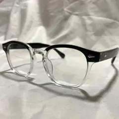 新品 ハーフリム クリア サングラス ボストン 黒縁 ブラック 伊達眼鏡 メガネ