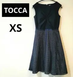 【美品】TOCCA トッカ ノースリーブワンピース ネイビー XS