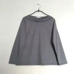 ANSel グレー フリルネック 長袖カットソー