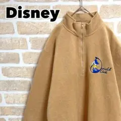 【90s】 Disney ディズニー ハーフジップ フリース ドナルド 刺繍 L
