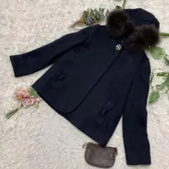 美品 Feroux ネイビー 2way ジャケット フォックス ビジュー 2 M