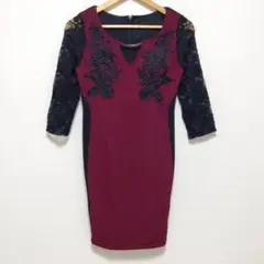 早い者勝ち!dazzy store レース ワンピース 赤系 M/10188jv