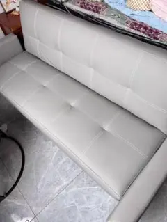 グレー 合成皮革 2人掛けソファ