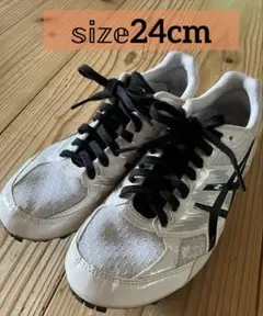 ASICS スパイクシューズ ホワイト/ブラック 24.0 スパイクピン7mm
