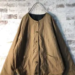 【ヴィンテージ】リバーシブルノーカラージャケット シンプル 古着AS108