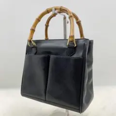 グッチ ハンドバッグ バンブー レザー ブラック 2way ボックス型
