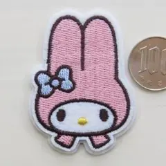 お名前ワッペン サンリオ マイメロ 刺繍 アイロン ワッペン アップリケ4073
