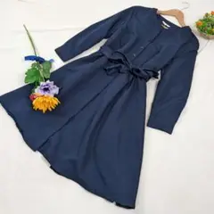 【ナチュラルビューティー】ワンピース L シャツワンピ 羽織 前開き フレア