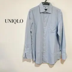 UNIQLO ブルー ストライプ 長袖シャツ