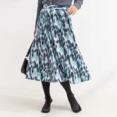 ノーリーズ ウォッシャブルボカシプリントタック&ギャザースカート　新品タグ付き