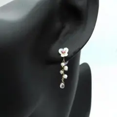 美品 サマンサ ティアラ フラワー ピアス ローズゴールド パール OK19