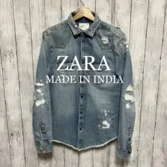 ZARA クラッシュ加工厚手デニムシャツ!