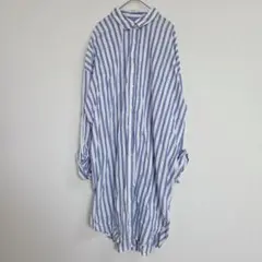ピンクアドベ ストライプ 半袖 シャツワンピース Lサイズ