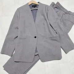 希少5Lサイズ✨INDIVI ノーカラー セットアップ パンツ 1つ釦 洗える