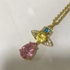 ヴィヴィアン ラインストーンドロップネックレス ゴールド