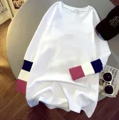 【XLサイズ】ロンＴ 大きめ Tシャツ ホワイト 体型カバー