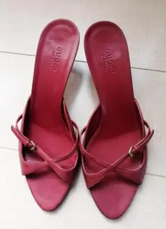 GUCCI グッチ★サンダル ミュール ピンク系 レザー 24.5cm★未使用