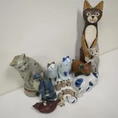 猫の陶器置物セット
