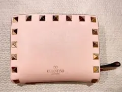 VALENTINO ヴァレンティノ お財布 二つ折り ピンクベージュ スタッズ
