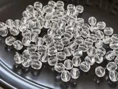 チェコ　ファイヤーポリッシュ　6mm クリア　クリスタル　 100個