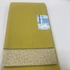 黄緑 花柄 半幅帯 綿100%