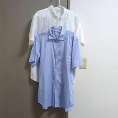 ユニクロ 半袖ワイシャツ2枚セット ブルー ホワイト XL