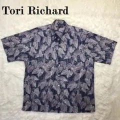 Tori Richard アロハシャツ USA製 熱帯植物 リーフ柄 パープル