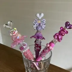 ハンドメイドキャラクターペン3本セット