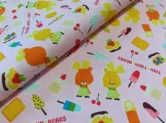 TINY★TWIN★BEARS ルルロロ　プリントオックス生地　ピンク50cm