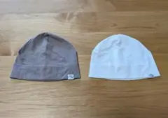 H&M ベビー帽子 2色セット 50/56　新生児　赤ちゃん　白　くすみブラウン