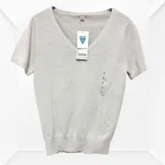 2190☆ユニクロ　UNIQLO Vネック UVトップス　薄手ニット 半袖　S