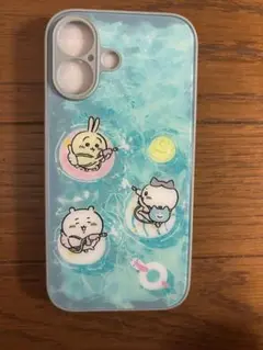 新品iPhone16のスマホケース、ちいかわのスイムパーティー柄のスマホケース。