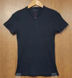 A.S.M VネックリブTシャツ Sサイズ ブラック