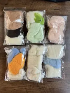 ダイソー、羊毛フェルト 使用済み、6パックセット