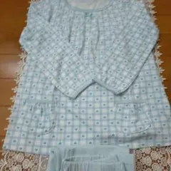 水色チェック柄パジャマセット