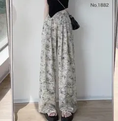ワイドパンツ 花柄 リラックスパンツ カジュアルパンツ ゆったり 接触冷感