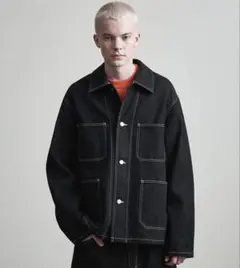 H BEAUTY＆YOUTHウールカシミヤ メルトンカバーオール黒ジャケット H＞ウールカシミヤ メルトンカバーオール