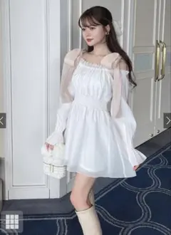 リボンシャーリングシアーミニワンピース GRL