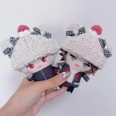 【白キラくま】にじぱぺっと　ぬい帽子　ぬい服　くま耳　ニット帽 10cmぬい