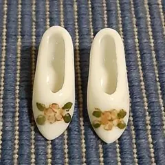 陶器製 ミニチュアシューズ 花柄