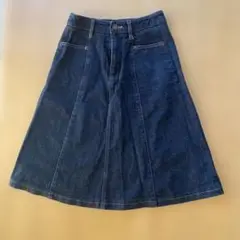 ブラックデニム フレアスカート ひざ丈