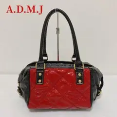 ✨極美品✨A.D.M.J ミニボストン トートバッグ ハンドバッグ RD BK