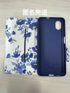 Galaxy A23 5G ソフトレザーケース 薄型 磁石　フラワーズ　ネイビー