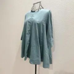 ジョルジュレッシュ カットソー ブルー系 七分袖 綿100 シンプル 春秋