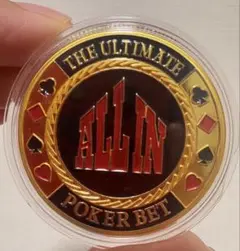 テキサスホールデムポーカーPoker用「ALL IN」金メタルコイン