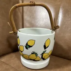 昭和レトロなレモン柄の小物入れ 鉢カバー