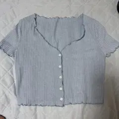 SHEIN 水色 半袖リブシャツ Lサイズ