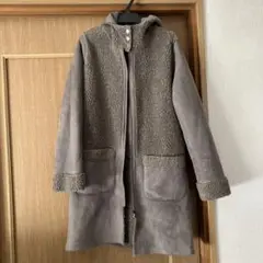 ボアとフェイクスエードコンビ コート