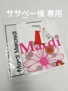 マルディメクルディ 花柄 Tシャツ半袖 カジュアル ホワイト×ピンク