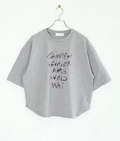 SOLAMONAT パフ天竺ハーフスリーブプリントTシャツ　手書き5段プリント